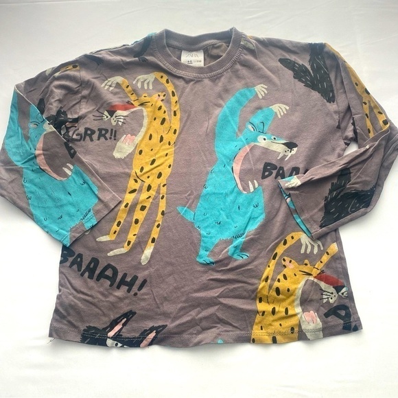 Zara Roar Long Sleeve Shirt Size 4-5 years Gray - Picture 1 of 4